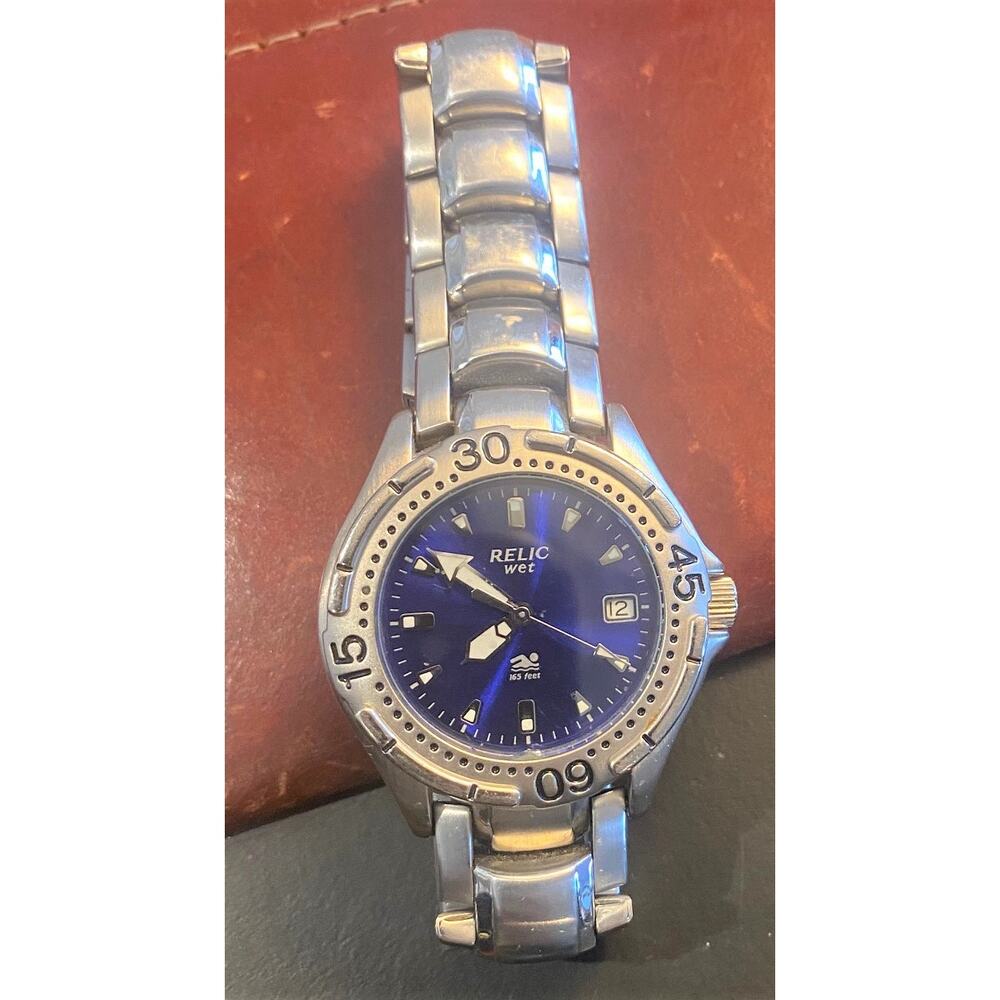 Men's 40mm Silber Tone Relic Wet Watch, ZR11589, WR 50M